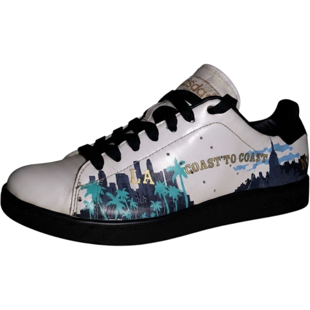 Adidas Stan Smith Coast To Coast Mens 8 White Black LA NY Skyline City 071828